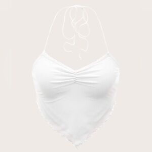 NWT White Halter Crop Top Size XS Y2K Fairycore Balletcore